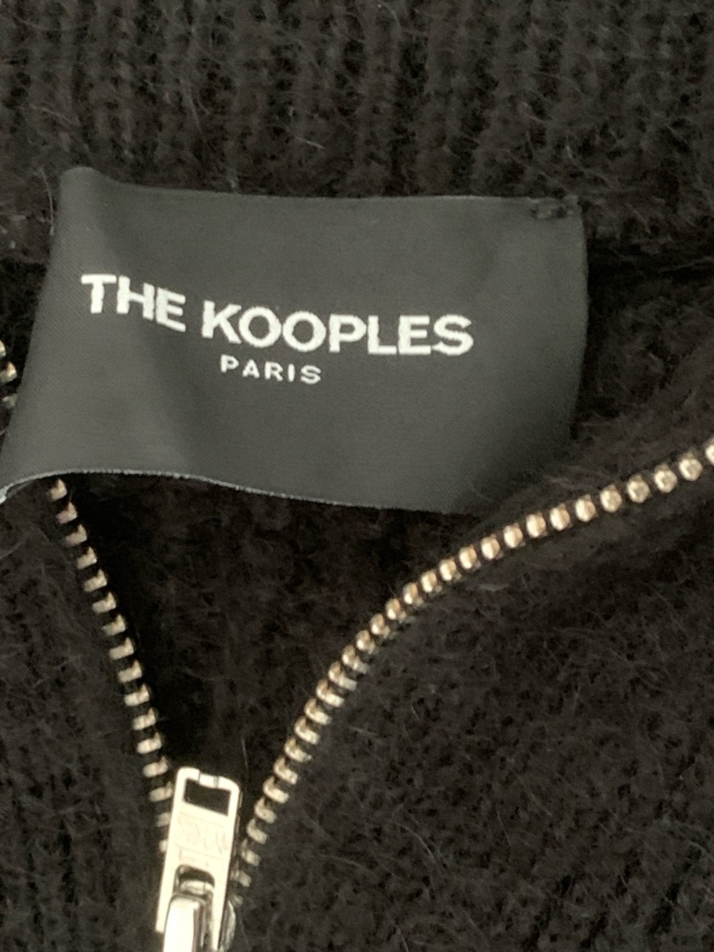 THE KOOPLES Black Heavyweight Ribbed Half Zip Cropped Sweater Size 1 EUC - Picture 2 of 8